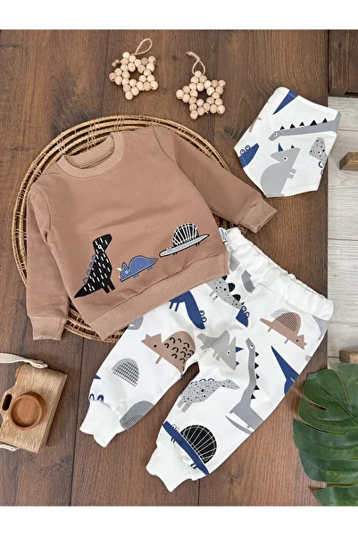 Kids Kingdom Cotton Dinosaur Printed 3-Piece Baby Boy Set