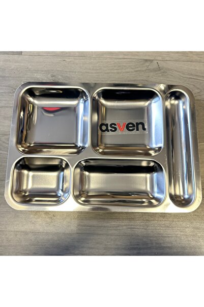 ASVEN Tabldot Tabak 10 Adet Çelik Self Servis 5 Gözlü Paslanmaz 28x40 cm