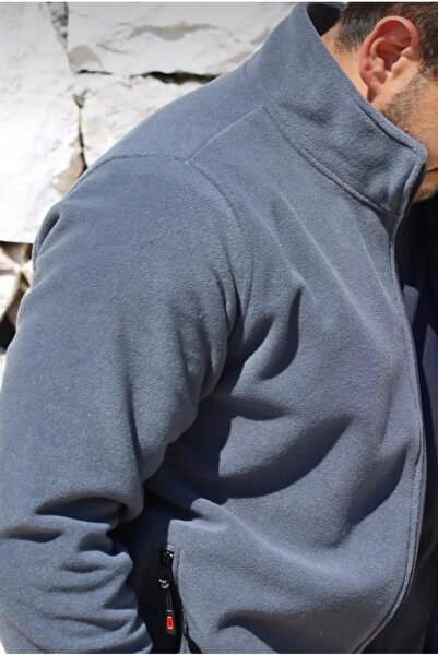 BEHLIVE Erkek Polar Tam Fermuarlı 3 Cepli Outdoor Polar Ceket