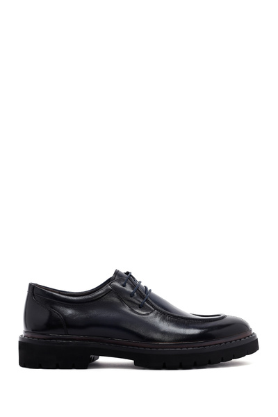Derimod Men's Navy Blue Lace-Up Thick Soled Leather Casual Shoes 25Wfd695218