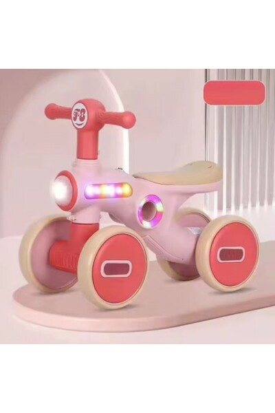 Kardett Red balance bike for children 1-3 years old, 4 stable wheels, with music and lights, interactive gift