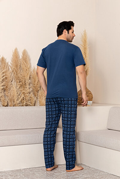 lacelove Nisanca Summer Short Sleeve 100% Cotton Men's Pajama Set - Father's Day Special Series