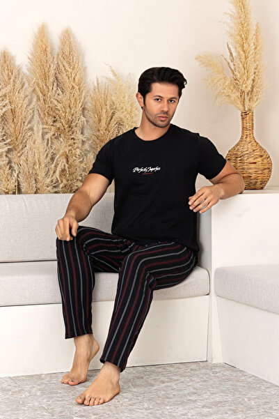 lacelove April summer short sleeve 100% cotton men's pajama set