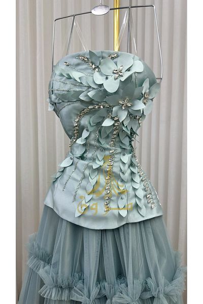 MEZON FASHION Hand-Embroidered Evening Dress