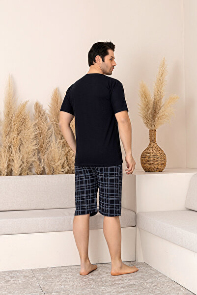lacelove Nisanca Sporty 100% Cotton Men's Pajama Set with Shorts