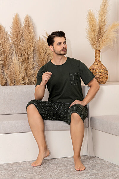 lacelove Nisanca Sporty 100% Cotton Men's Pajama Set with Shorts