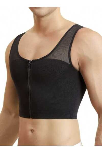 Fstyle Men's compression corset to tighten the chest area and hide gynecomastia in men, back support