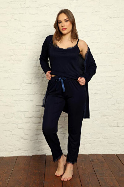 BAMBUTKİDS طقم بيجامة نسائية من الدانتيل مكون من 3 قطع – طقم أنيق للعروس، خيا...