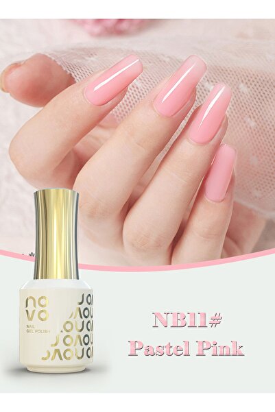 No-vo Rubber Base Gel, Shiny UV LED Gel Nail Polish for Women 12ml-NB11# Pastel Pink