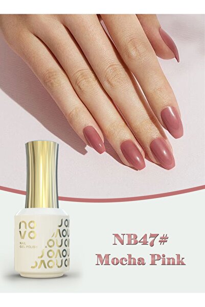 No-vo Rubber Base Gel, Shiny UV LED Gel Nail Polish for Women 12ml-NB47# Mocha Pink