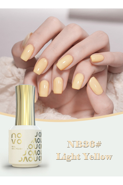 No-vo Rubber Base Gel, Shiny UV LED Gel Nail Polish for Women 12ml-NB36# Light Yellow