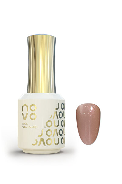 No-vo طلاء أظافر جل لامع بقاعدة مطاطية، مع إضاءة LED بالأشعة فوق البنفسجية للنساء، 12 مل - NB66# بيج فاتح