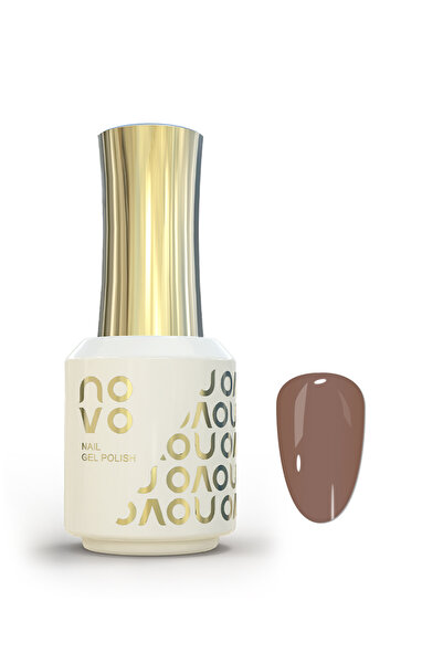 No-vo طلاء أظافر جل لامع بقاعدة مطاطية، مع إضاءة LED بالأشعة فوق البنفسجية للنساء، 12 مل - NB54# بني رمادي