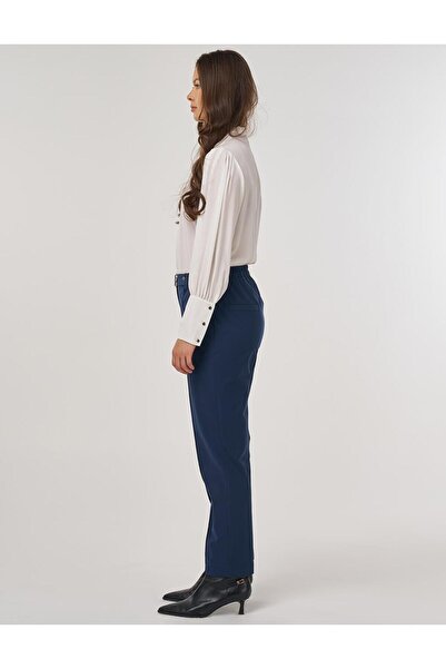 KYR Elastic Waist Belt Detailed Grass Carrot Trousers Dark Navy Blue