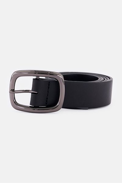 Karl Lagerfeld Men Brand Logo Leather Adjustable Buckle Belt, Black