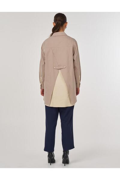 Kayra Lace Layer Detailed Garnished Tunic Mink