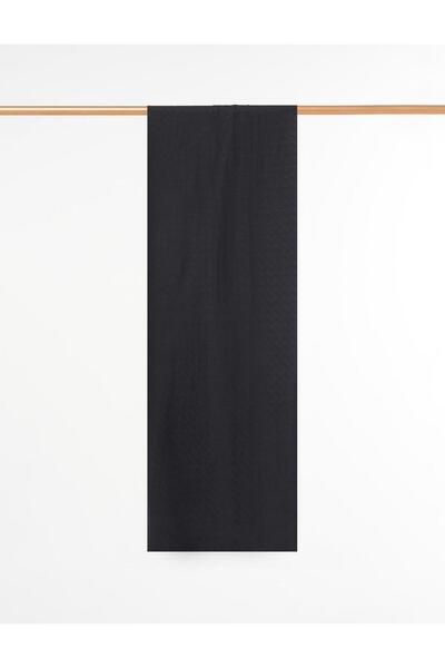 Kayra Logo Detailed Wool Silk Shawl Black