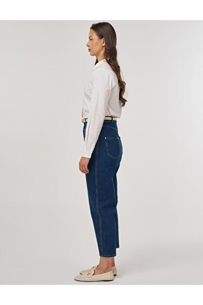 Kayra Yüksek Bel Havuç Kesim Denim Pantolon Mavi