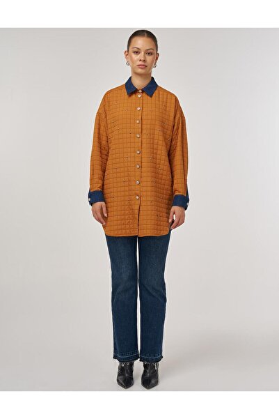 KYR Denim Yaka Kapitone Tunik Balkabağı