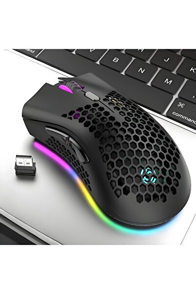 erorex ماوس ألعاب لاسلكي قابل لإعادة الشحن مع إضاءة خلفية RGB و7 أزرار قابلة للتعديل وخفيفة الوزن