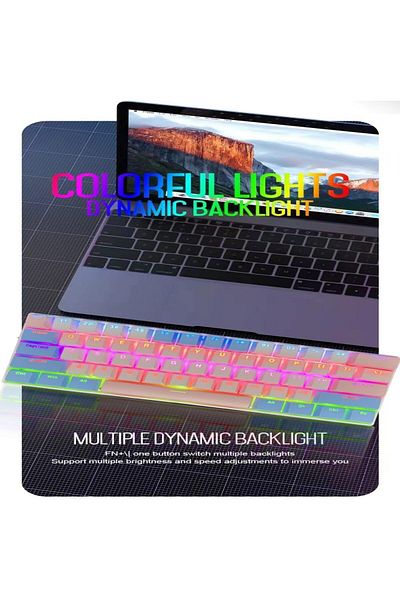 erorex 61 Keys Rgb Gaming Keyboard 60% Mini Wired Waterproof Anti Ghosting Keyboard Three Color Keycaps