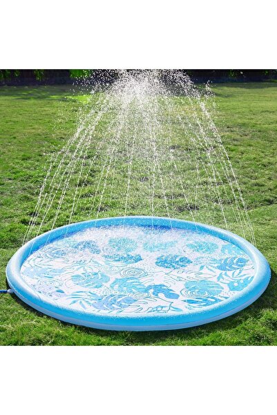 erorex Splash Pad Sprinkler Mat 6Ft Tropical Leaves Outdoor Water Play Toys Kids Dogs Backyard Party