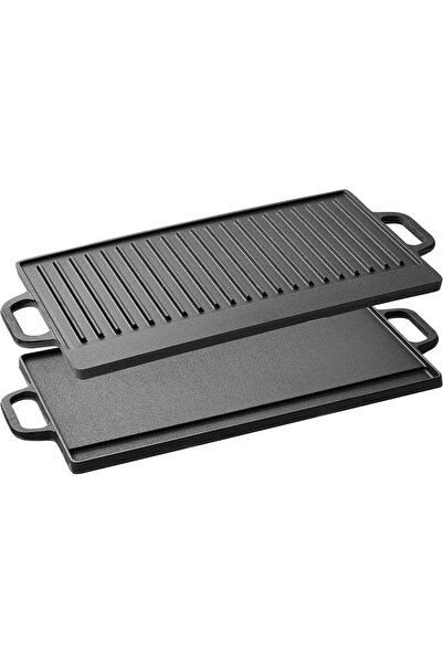 erorex Cast Iron Reversible Griddle, 2 1 Cast Iron Griddle Handles, Rectangular Grill Pan Preseasoned &