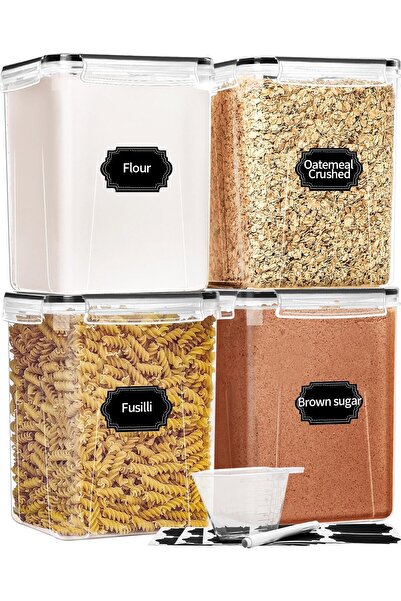 erorex عبوة من 4 حاويات محكمة الغلق لتخزين الطعام، سعة 5.2 لتر، منظمات مخزن المطبخ وحاويات الدقيق