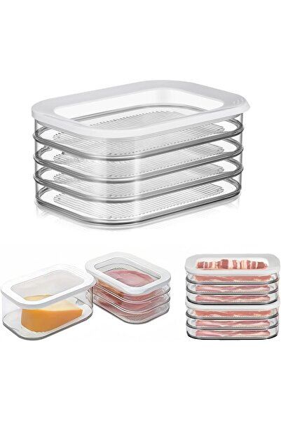 erorex حاوية تخزين لحم الخنزير المقدد في الثلاجة، حاوية اللحوم، تخزين الأطعمة الجاهزة، تخزين لحوم الغداء القابلة للتكديس، لحم الخنزير