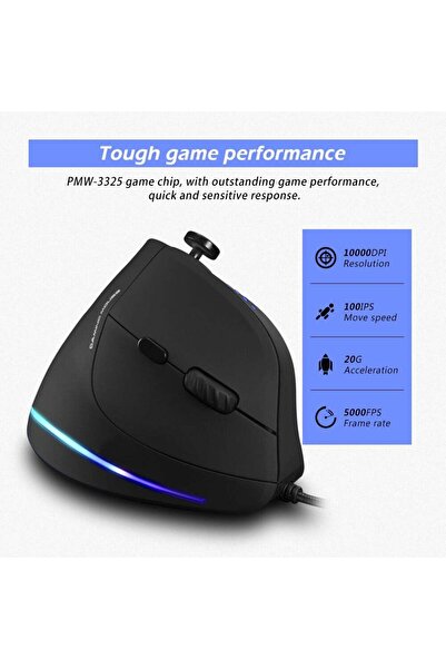 erorex ماوس عمودي مريح سلكي بمنفذ USB مع ماوس ألعاب RGB للاعبي الكمبيوتر الشخصي والكمبيوتر المحمول والكمبيوتر