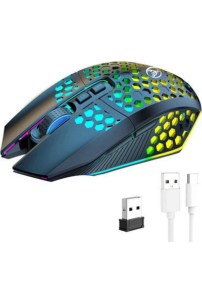 erorex 2.4G Wireless Gaming Mouse Honeycomb Hollow Design Ergonomic Backlight ماوس قيمنق لاسلكي Up 1600