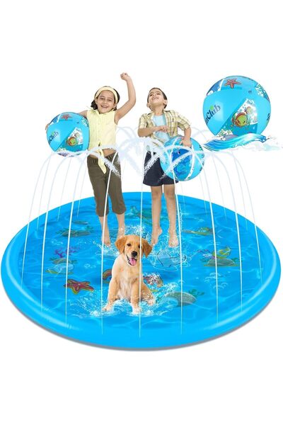 erorex Splash Pad 2 Pcs 67 Inch Splash Pad Beach Balls Boys Girls Outdoor Water Toys Summer Sprinkler Pool