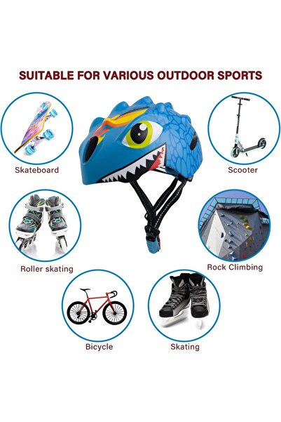 erorex Toddler Helmet Kids Bike Helmet Dinosaur Design Multi Sport Safety Helmet Toddler Bike Cycling