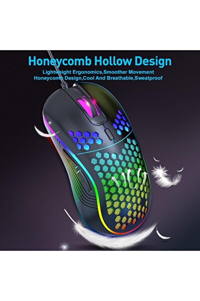 erorex Wired Gaming Mouse ماوس الألعاب Rgb Backlight 6 Buttons Adjustable 7200 Adjustable Dpi Ergonomic