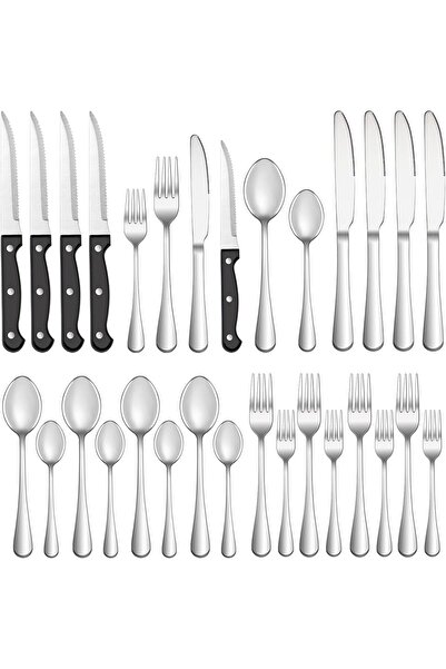erorex Cutlery Set,24 Pcs Flatware Set Set Steak Knives, Stainless Steel Silverware Set 4, Mirror Polished