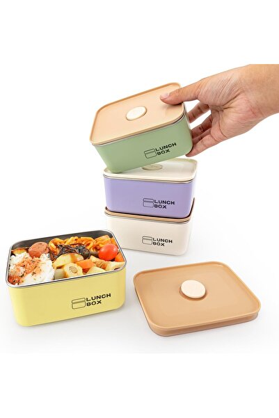 erorex Stainless Steel Food Storage Containers Lids, Set 4 Snack Containers Kids, Microwave Freezer Safe,