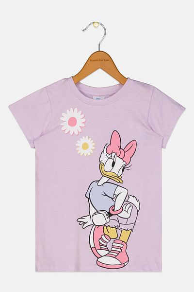 Disney Kids Girl Crew Neck Short Sleeve Graphic Print T-Shirt, Lilac