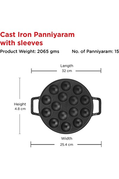 erorex Legacy (Cast Iron) Paniyarakkal Pan 15 Cups. Dia 25Cm