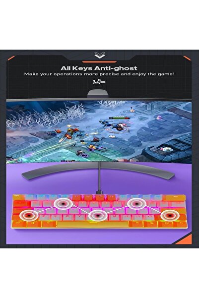 erorex لوحة مفاتيح ألعاب RGB مكونة من 61 مفتاحًا، مقاومة للماء بنسبة 60%، سلكية صغيرة، مضادة للظلال، أغطية مفاتيح بثلاثة ألوان