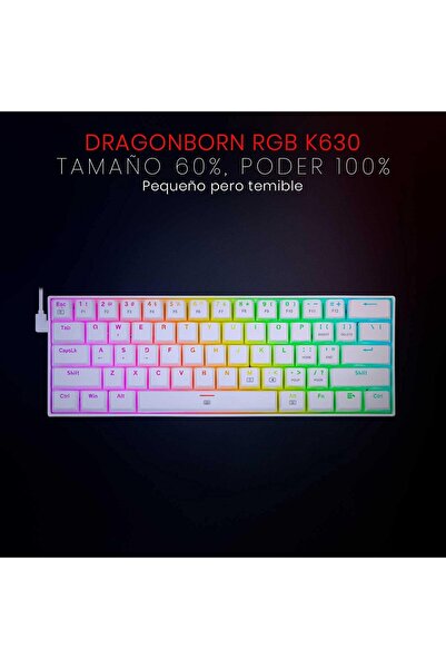 erorex K630 Dragonborn White 60% Mechanical Gaming Keyboard Compact 61 Keys Tkl Gaming Keyboard Brown