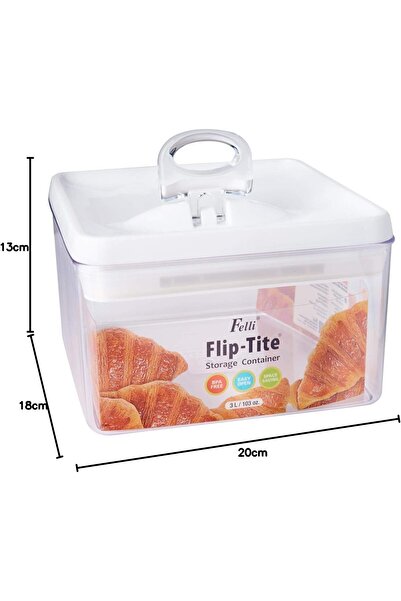 erorex Flip Tite Square Storage Container Clear And White 3 Liter Nlq805A 60