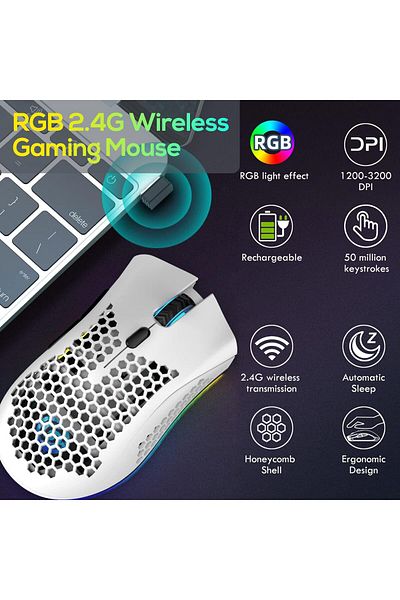 erorex Wireless Gaming Mouse 6 Programmed Buttons 3 Adjustable Dpi Silent Click Laptop Pc Mac Ergonomic