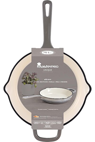 erorex Unique | Cast Iron Frying Pan 24.5 Cm | White | Made Cast Iron | Ergonomic Handle | Kitchen Utensil