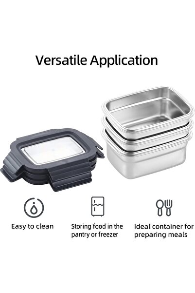 erorex Food Storage Container Lids, Stainless Steel Rectangular Leak Proof Airtight Kitchen Meal Prep