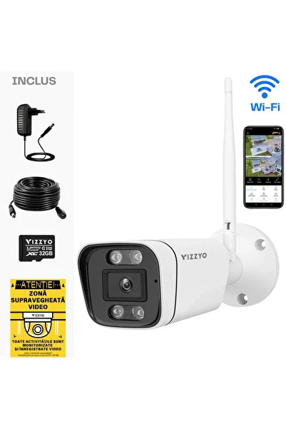 vizzyo Bullet One Surveillance Camera, 5 MP, WiFi, IR 30m, IP66