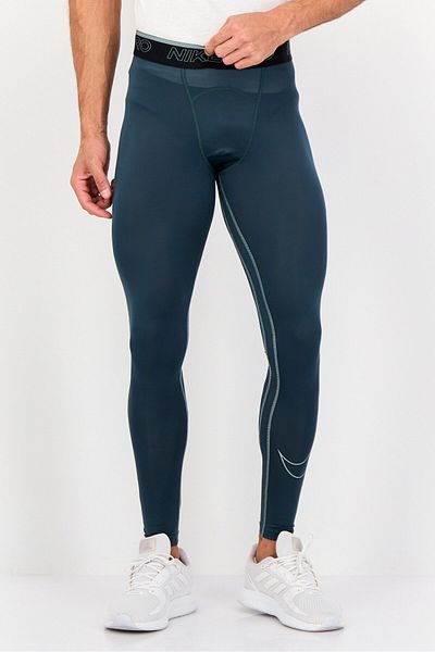 Nike Men Tight Fit Brand Logo Training Tight Pants, Dark Green