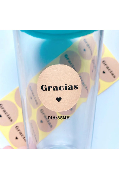 Choice1 ملصق ختم دائري شفاف من جلد البقر، 100 ورقة، شكرًا لك على الطعام والخبز والكعك والكوكيز