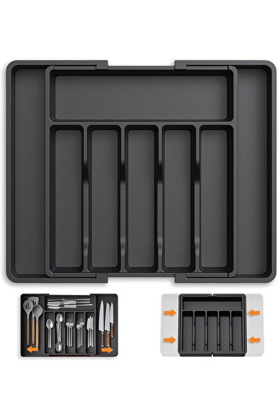 erorex منظم أدراج أدوات المائدة الفضية القابل للتوسيع، منظم أدراج المطبخ، قابل للتعديل