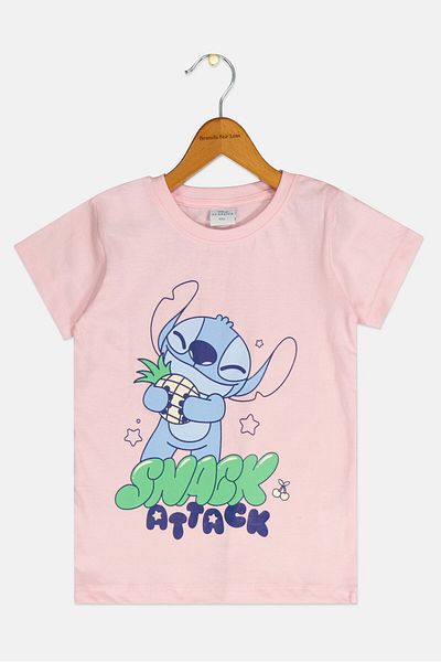 Disney Kids Girl Crew Neck Short Sleeve Graphic Print T-Shirt, Pink