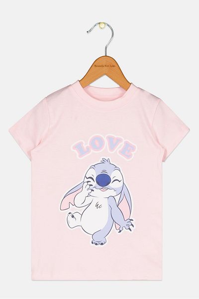 Disney Toddlers Girl Graphic Print Short Sleeve T-Shirt, Pink